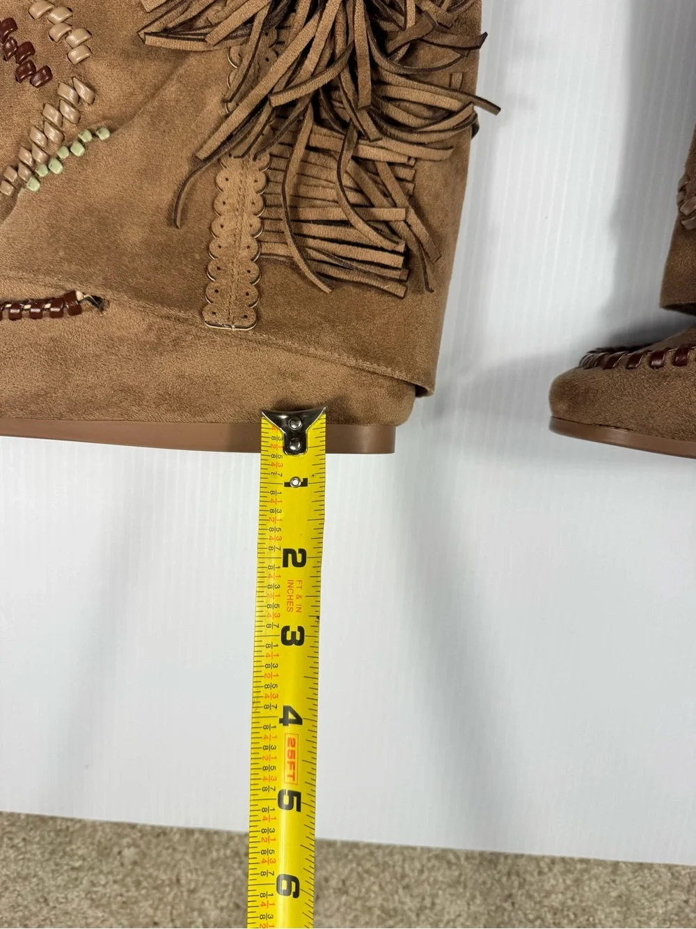 Azalea Wang Edmond Brown Fringe Western Boho Knee-High Boots NIB Size 6